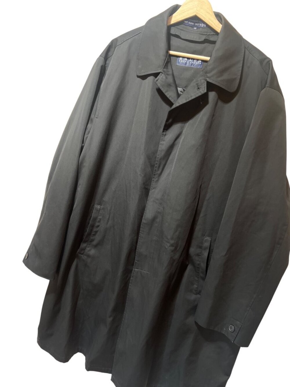 Ralph by Ralph Lauren Mens Black Trench Coat With Tartan Plaid Wool Removable Li